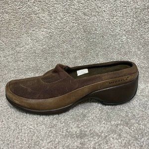 Merrell Dark Brown Spire Stretch Mock Performance Shoes Leather Loafer Size 8